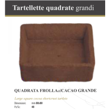 TARTELLETTE QUADRATA DI FROLLA GRANDI AL CACAO 80X80MM 48BUC